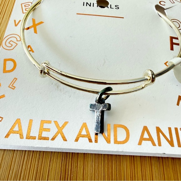 T Alex and Ani Silver Initial Charm Bracelet - Picture 2 of 8